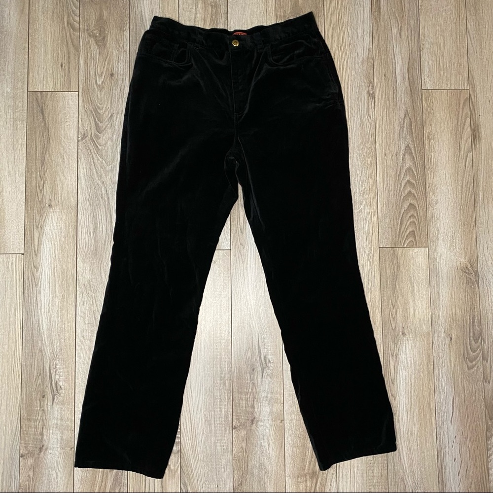 Chaps High Rise Black Velvet Pants
